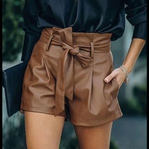 Vici High Waist Tan Shorts with Tie-Front